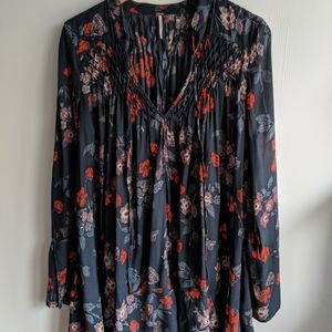 Free People Long Sleeve Floral Blouse Size M